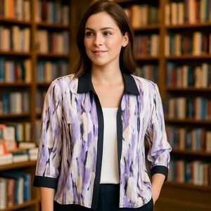 Vintage Kathy Roberts 2 Pcs Abstract Blouse &‎ Jacket Set Excellent Condition
16